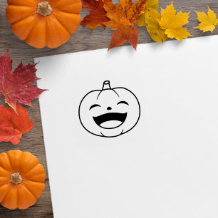 Sello De Caucho Calabaza de Halloween riendo pequeña 1x1
