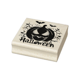 Sello De Caucho Calabaza y Murciélagos