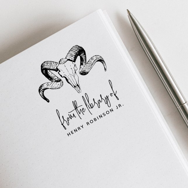 Sello De Caucho Calavera Animal De La Biblioteca Del Libro De Nomb (Subido por el creador)