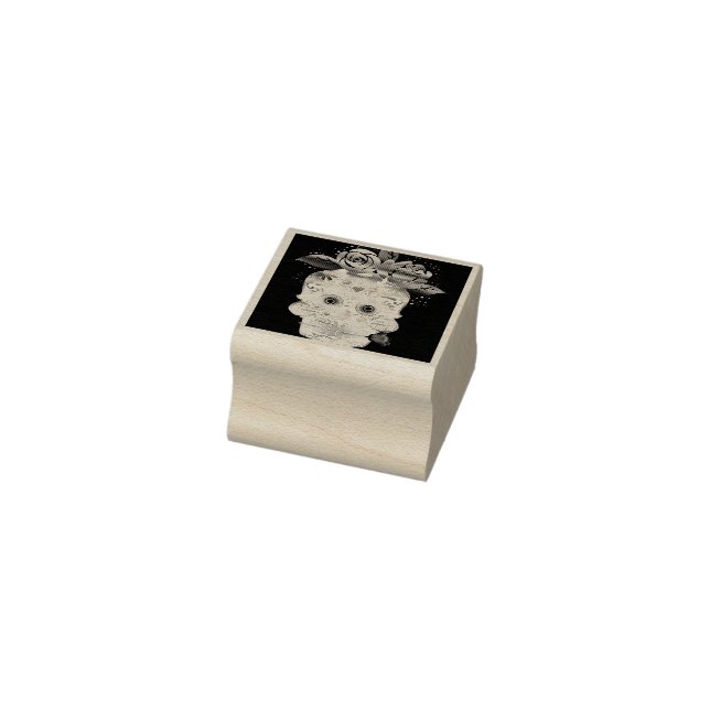 Sello De Caucho Calavera de azúcar floral de Halloween (Sello)