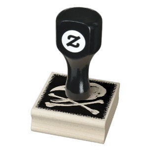 Sello De Caucho Calavera de gallos y huesos cruzados