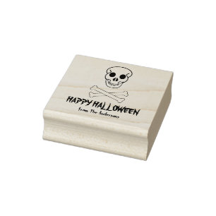 Sello De Caucho Calavera de Halloween y huesos