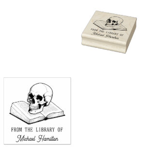 Sello De Caucho Calavera vintage de la biblioteca del nombre perso