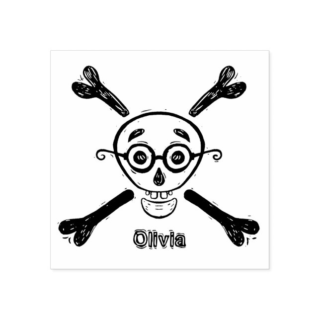 Sello De Caucho Calavera vintage, lentes cruzadas personalizadas (Impresión)