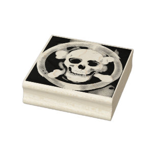 Sello De Caucho Calavera y huesos en un cañón