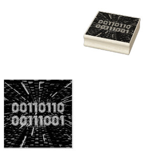 Sello De Caucho Cálculo verde vibrante del código binario 69 de Sl