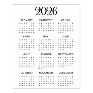 Sello De Caucho Calendario 2026 #1 Cuatro Filas, Tres Columnas