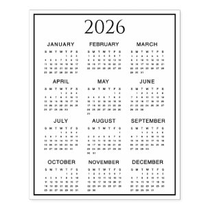 Sello De Caucho Calendario 2026 #2 Cuatro Filas, Tres Columnas