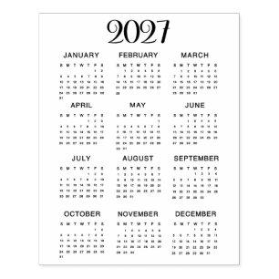 Sello De Caucho Calendario 2027 #1 Cuatro Filas, Tres Columnas