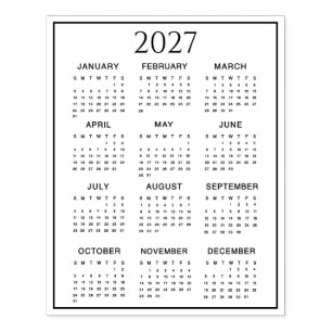 Sello De Caucho Calendario 2027 #2 Cuatro Filas, Tres Columnas