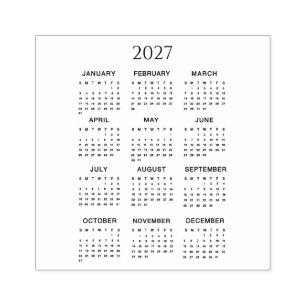 Sello De Caucho Calendario 2027 #2 Cuatro Filas, Tres Columnas