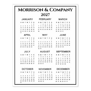 Sello De Caucho Calendario 2027 #3 Cuatro filas, tres columnas, no