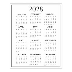 Sello De Caucho Calendario 2028 #2 Cuatro Filas, Tres Columnas