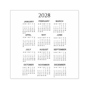 Sello De Caucho Calendario 2028 #2 Cuatro Filas, Tres Columnas