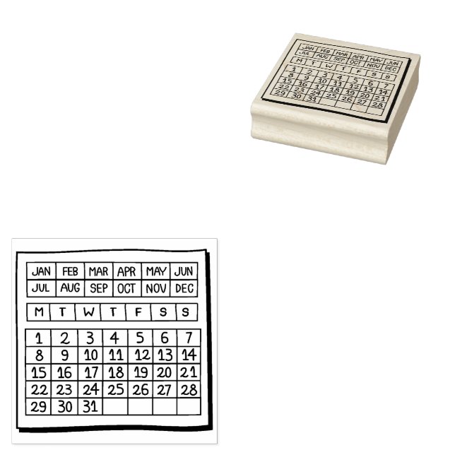 Sello De Caucho Calendario permanente (Sellado)