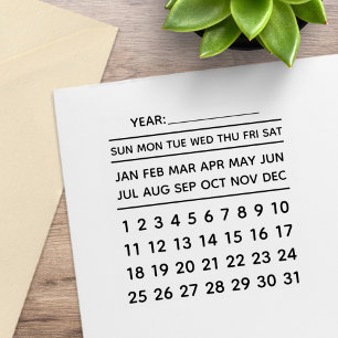 Sello De Caucho Calendario permanente con días de semana