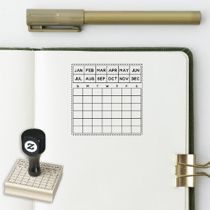 Sello De Caucho Calendario Planificador Mensual Minimalista