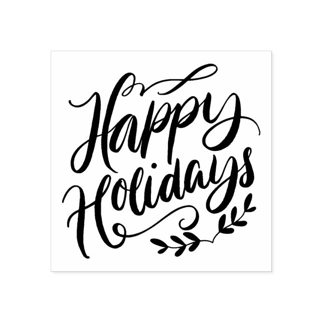 Sello De Caucho Caligrafía negra y blanca Felices Fiestas (Impresión)