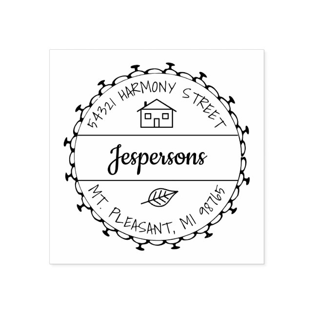 Sello De Caucho Cámara pequeña de dirección familiar (Impresión)