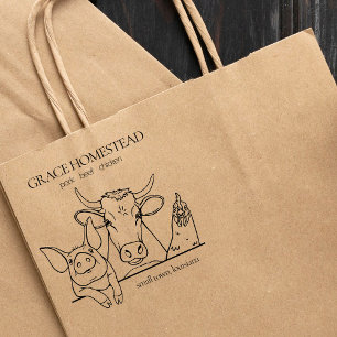 Sello De Caucho Campesinos Mercado de pollo de cerdo Añadir nombre