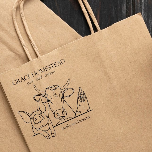 Sello De Caucho Campesinos Mercado de pollo de cerdo Añadir nombre (Subido por el creador)