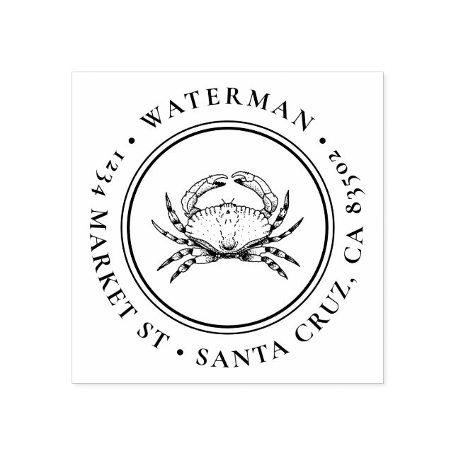 Sello De Caucho Cangrejo dibujado a mano | Dirección de devolución (Impresión)