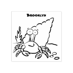 Sello De Caucho Cangrejo ermitaño gracioso personalizado morado