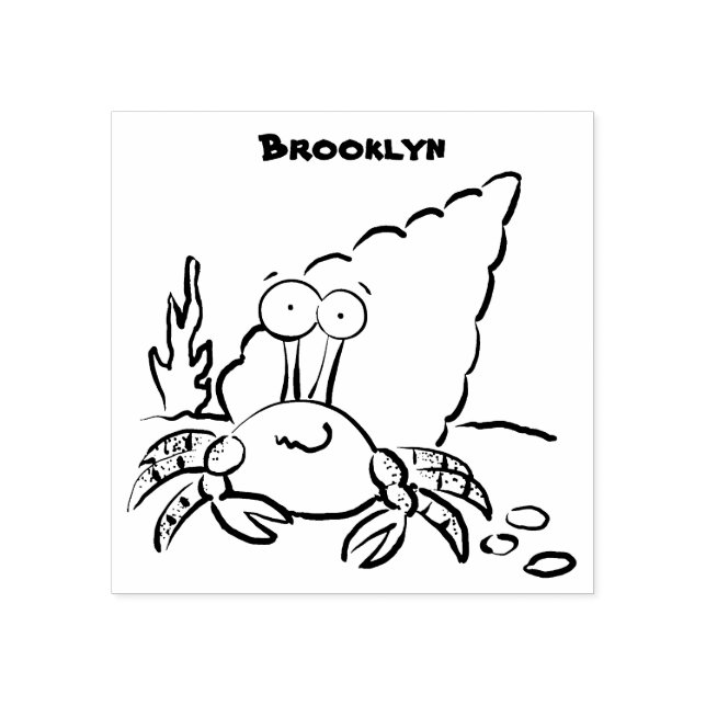 Sello De Caucho Cangrejo ermitaño gracioso personalizado morado (Impresión)