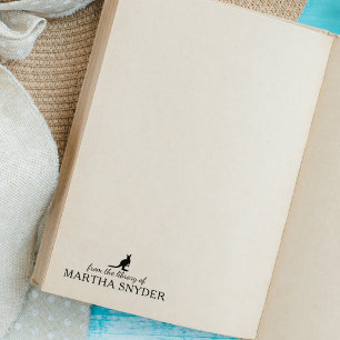 Sello De Caucho Canguro minimalista de la biblioteca de, libro