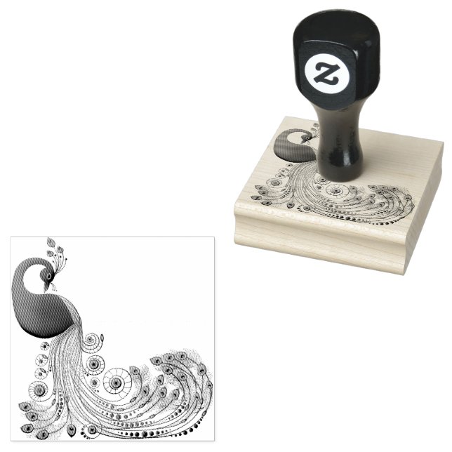 Sello De Caucho Caperos de cola larga y curva de pavo real (Sellado)