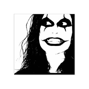 Sello De Caucho Cara aterradora de payaso de Halloween