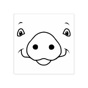 Sello De Caucho Cara de cerdo rosado feliz