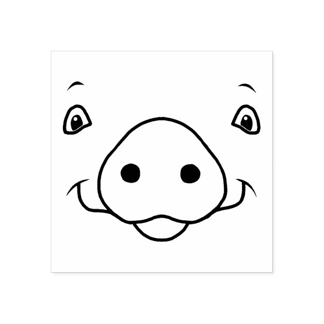 Sello De Caucho Cara de cerdo rosado feliz (Impresión)
