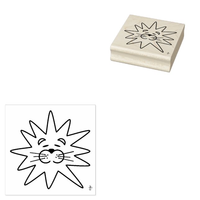 Sello De Caucho Cara de León Artística y Bonita Estampa de Madera (Sellado)