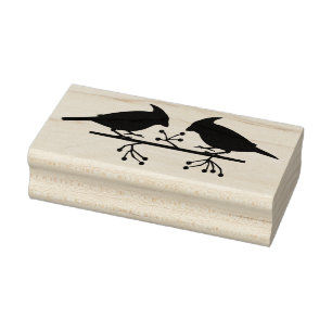 Sello De Caucho Cardenales Navidades y Berries rojos