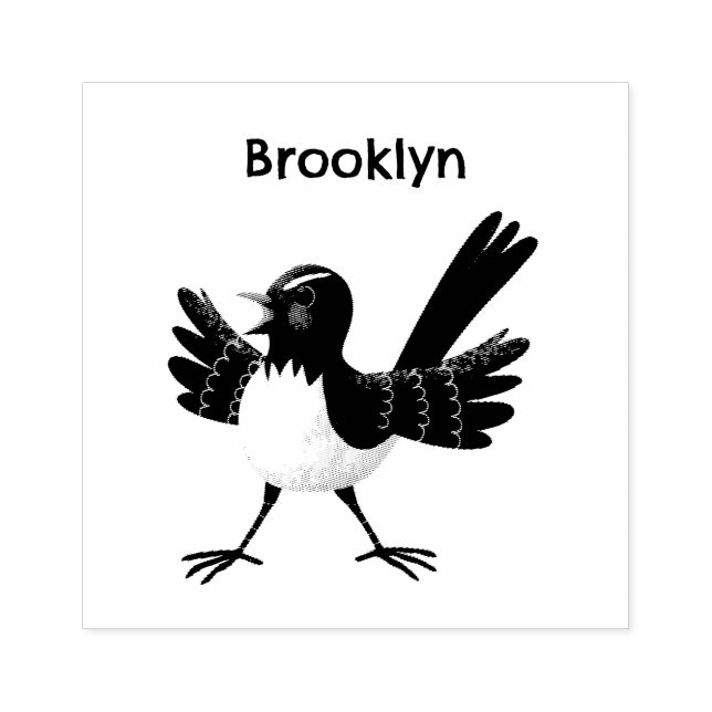 Sello De Caucho Caricatura australiana de Willie Wagtail (Impresión)