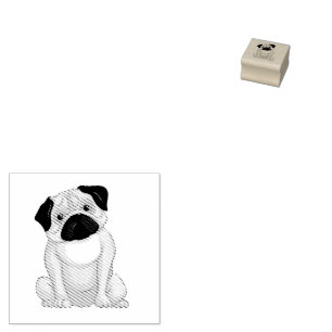 Sello De Caucho Caricatura de Pug gruñón