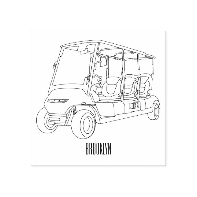 Sello De Caucho Carro de golf / ilustracion personalizado de coche (Impresión)