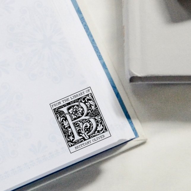 Sello De Caucho Carta de Monograma Floral Vintage B de la bibliote (Subido por el creador)