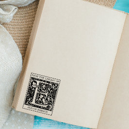 Sello De Caucho Carta de Monograma Floral Vintage E de la bibliote