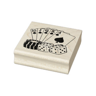 Sello De Caucho Cartas de juego de casino dice Chips de póquer ar