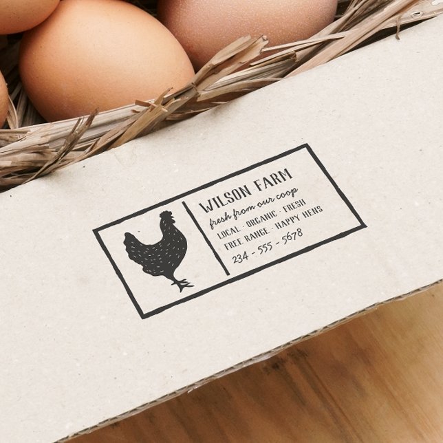 Sello De Caucho Cartón de huevo de la granja de la familia de los  (Rubber Stamp Mock-up)