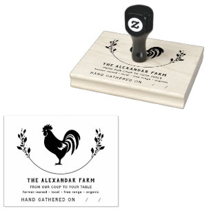 Sello De Caucho Cartón de huevo personalizado de pollo rústico