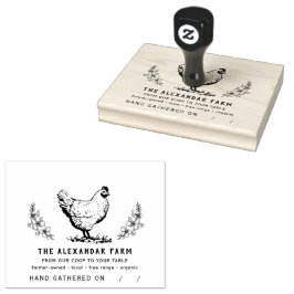 Sello De Caucho Cartón de huevo personalizado de pollo rústico