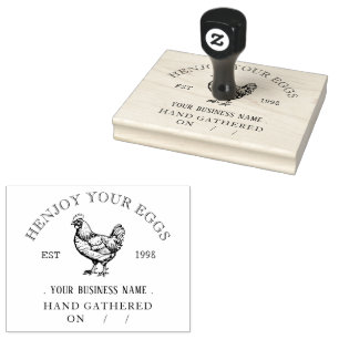 Sello De Caucho Cartón de huevo personalizado de pollo rústico