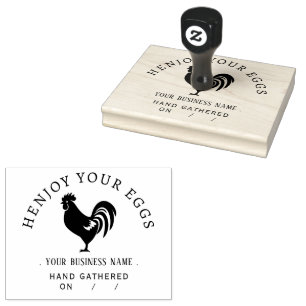 Sello De Caucho Cartón de huevo personalizado de pollo rústico