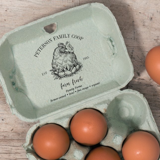 Sello De Caucho Cartón de huevo | Pollo de granja familiar Hen Fre (Subido por el creador)