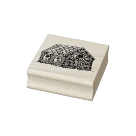 Sello De Caucho Casa de Navidades de Gingerbread en Calentamiento