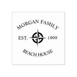 Sello De Caucho Casa de playa de brújula náutica