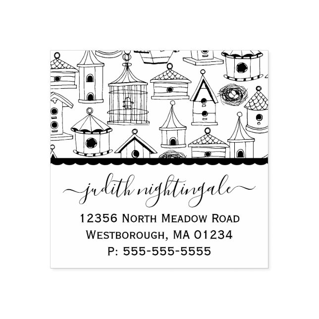 Sello De Caucho Casas De Aves Rústicas Crean Tu Propia Dirección D (Impresión)